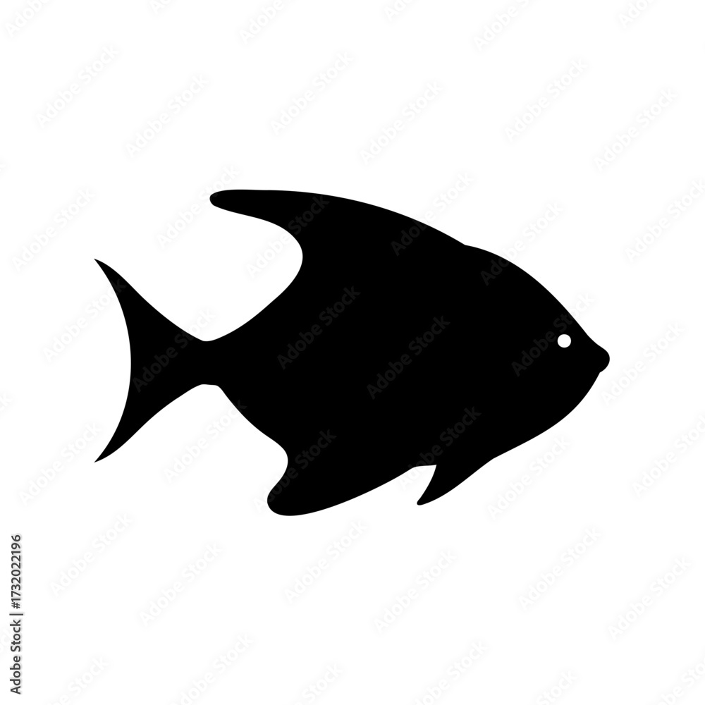 Obraz premium Simple black silhouette of a tropical fish with a white eye