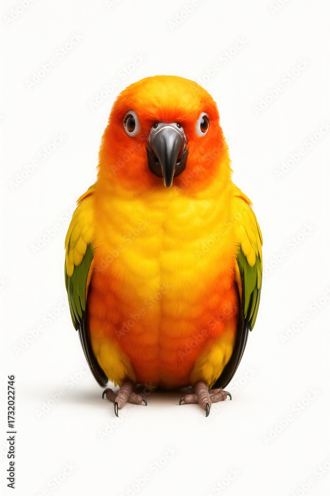 Fototapeta premium Cute Sun Conure parrot perched calmly.