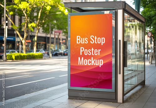 City Bus Stop Poster Mockup