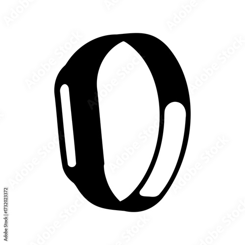 Smartwatch silhouette icon isolated on white- Minimal black silhouette icon of a modern smartwatch with rectangular screen and strap, isolated on white background for design use