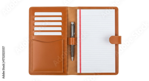 Isolated Organizer Portfolio, Leather Stationery Padfolio, Business Travel Document Holder