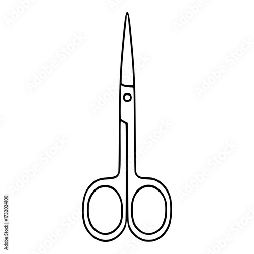 Elegant vector outline of cuticle scissors with a small circular detail on the handle.