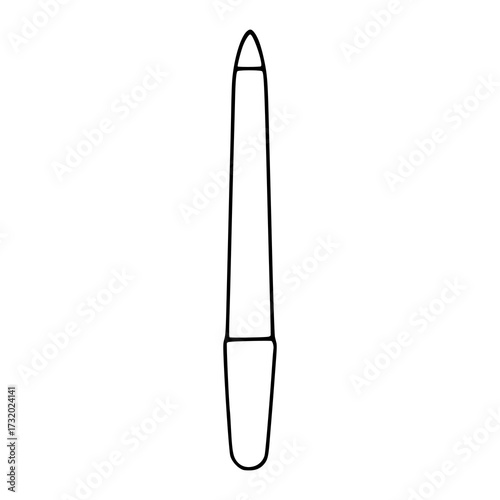 Simple black outline vector illustration of a nail file with a tapered tip and a rounded handle on a clean white background.