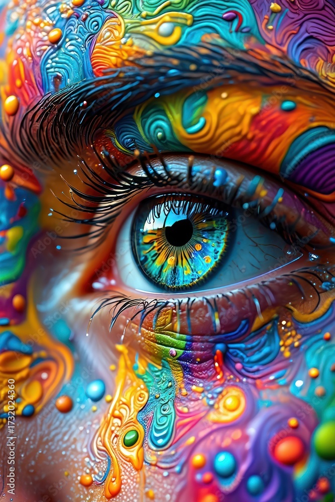 Fototapeta premium Vibrant Eye Reflecting Inner World and Imagination