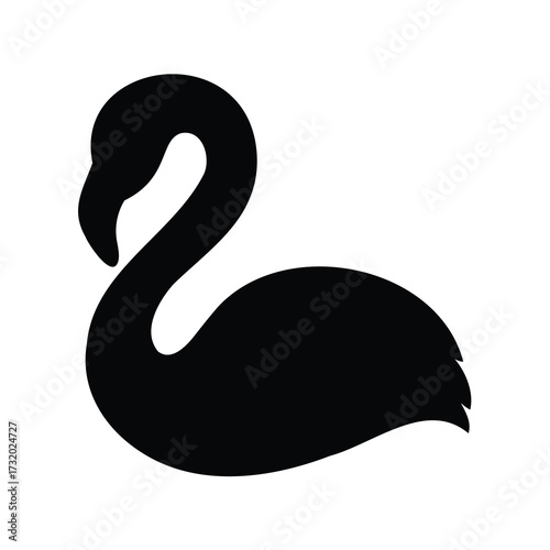 Simple elegant black silhouette of a flamingo standing on one leg