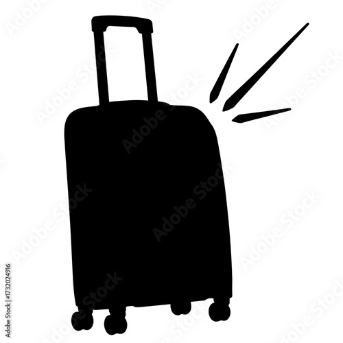 Silhouette of Rolling Suitcase with Motion Lines, Travel and Mobility Concept