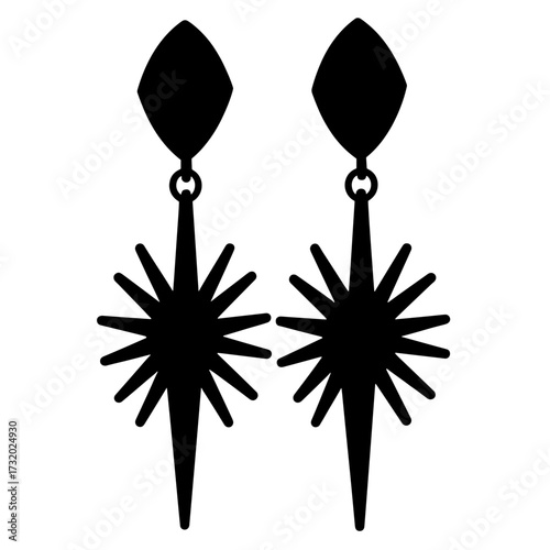 Starburst earrings silhouette, fashionable jewelry accessory and stylish design icon