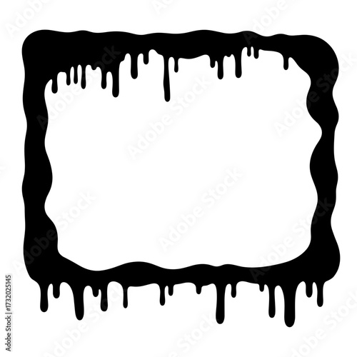 Dripping Black Ink Frame Illustration for Halloween Theme, Artistic Design Element