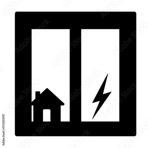 Home energy efficiency icon with smart technology symbol, sustainable living concept