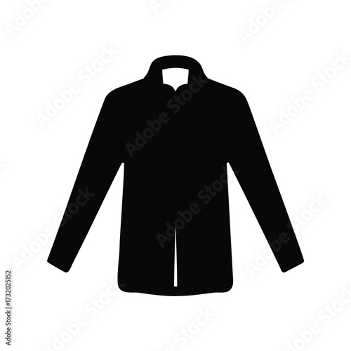 Silhouette of a black jacket with long sleeves and standing collar
