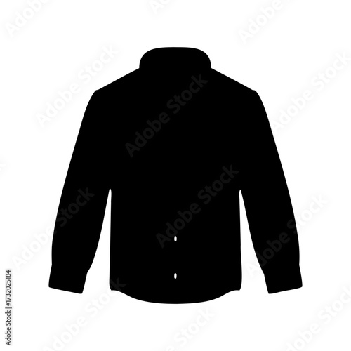 A solid black silhouette of a long sleeved button down shirt