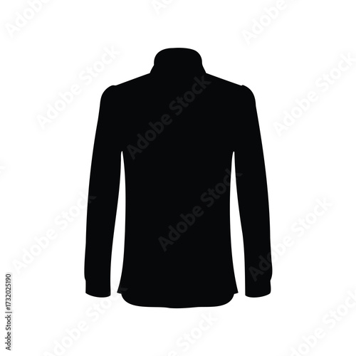 Isolated black silhouette of a long sleeved shirt with a high collar