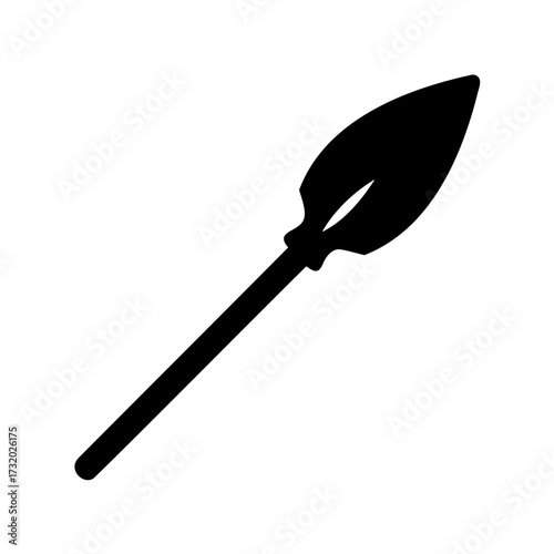 Simple black silhouette drawing of a medieval spear, lance or pike