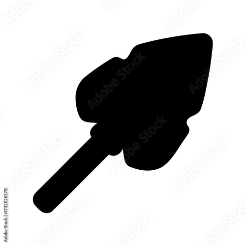 Monochrome silhouette of a stylized tropical leaf with prominent stem