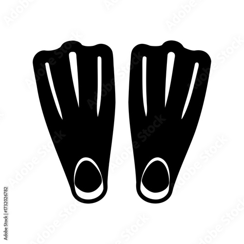 Two black diving fins for swimming isolated on a white background