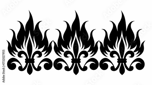 Elegant fleur-de-lis border for sophisticated designs, classic decorative element for invitations, branding, and upscale creative projects, stylish heraldic symbol