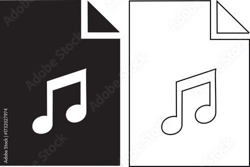 Hand made Music file icons simple flat vector design element for app and web design isolated on white background