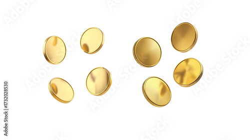Gold coins on transparent background