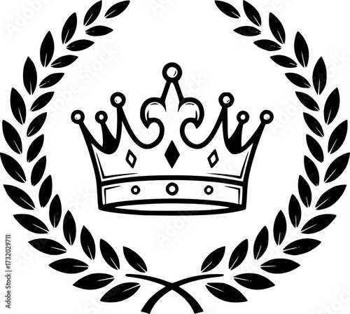 vector logo design with crown and laurel wreath
