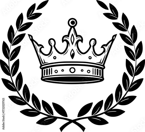 vector logo design with crown and laurel wreath
