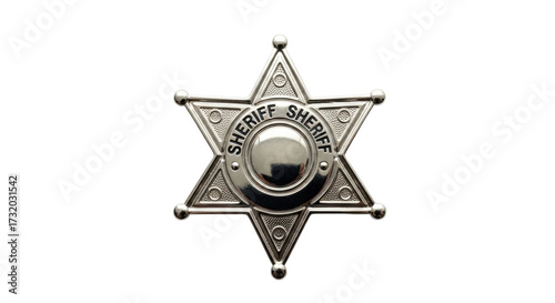 Fotografía Isolated silver sheriff badge, metal symbol of law enforcement, department, secu