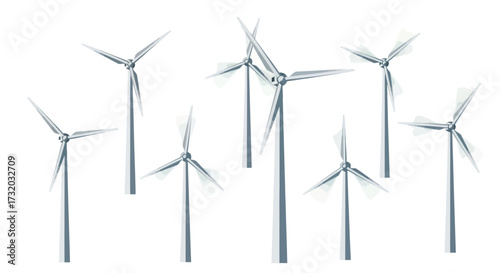Group of Wind Turbines Generating Clean Energy.