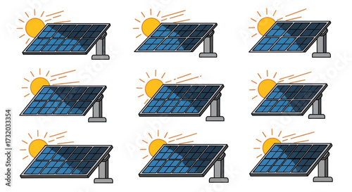 Array of Solar Panels Capturing Sunlight for Renewable Energy Generation.