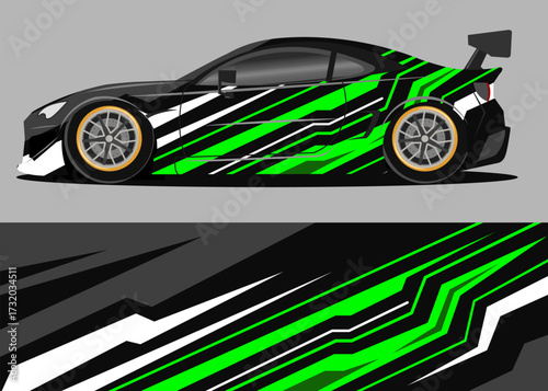 car wrap design with green geometry theme