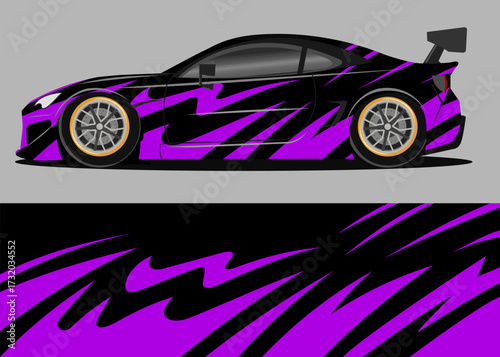 car wrap design with purple color geometry theme