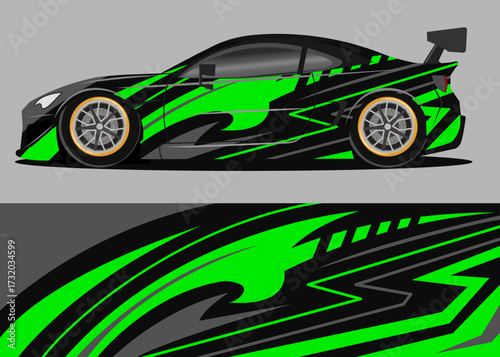 car wrap design with green geometry theme