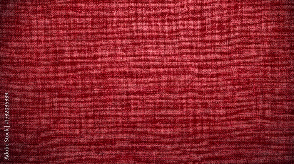 Fototapeta premium A close-up of a dark red textured fabric background with a visible woven pattern and subtle dark vignetting, blurred background