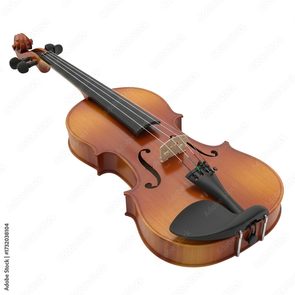 Fototapeta premium Antique wooden violin with bow held ready for melodious music performance isolated on transparent background