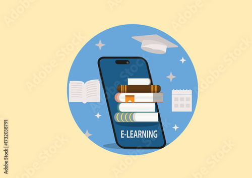 Online courses e-learning vector banner,digital education through internet
