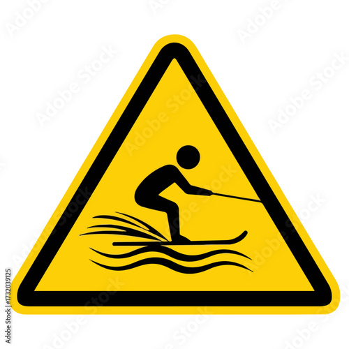 yellow warning sign waterskiing hazard clip art preview