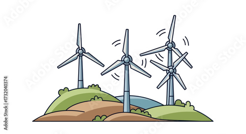 Wind Turbines on Hills: Renewable Energy Generation.