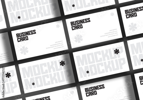 Top View Business Card Mockup Grid