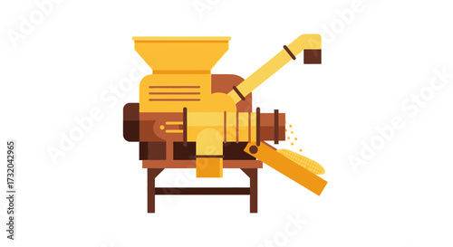 Simplified illustration showcasing vintage-style corn threshing machine