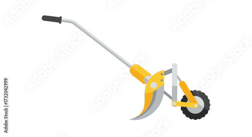 Single wheel lawn edging tool vector illustration for lawn care