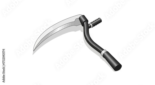 Stylized Drawing of a Traditional Scythe Tool on White Background