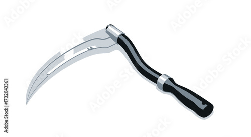 Stylized Sharp Scythe Illustration on White Background Minimal Style