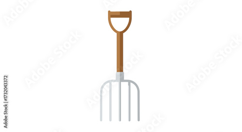 Stylized Vector Illustration of a Manure Fork for Farming Practices