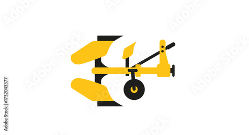 Stylized Vector Illustration of an Agricultural Plow Machine for Farming