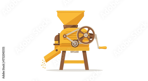 Vintage grain mill illustration, agricultural machinery design element
