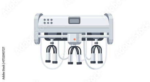 Automated milking machine concept, modern farm technology illustration