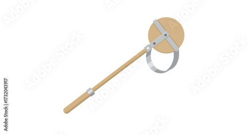 Conceptual depiction of a vintage oil filter wrench with a wooden handle