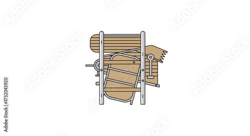 Conceptual illustration of an old laundry machine, isolated in clean style