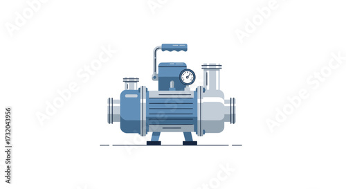 Depiction of an industrial water pump for fluids on a white backdrop