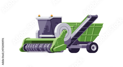 Detailed illustration of agricultural silage harvester on a transparent background