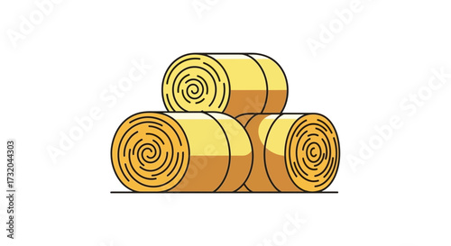 Iconic hay bales in a neatly arranged stack agricultural harvest