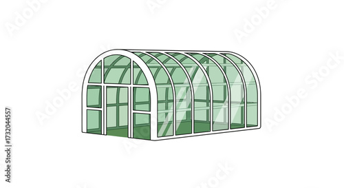 Illustration of a transparent greenhouse for growing plants indoors, vector